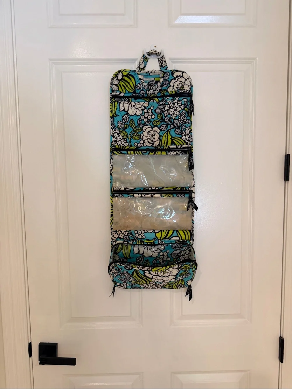 Vera Bradley Teal Floral Quilted Hanging Jewelry Organizer